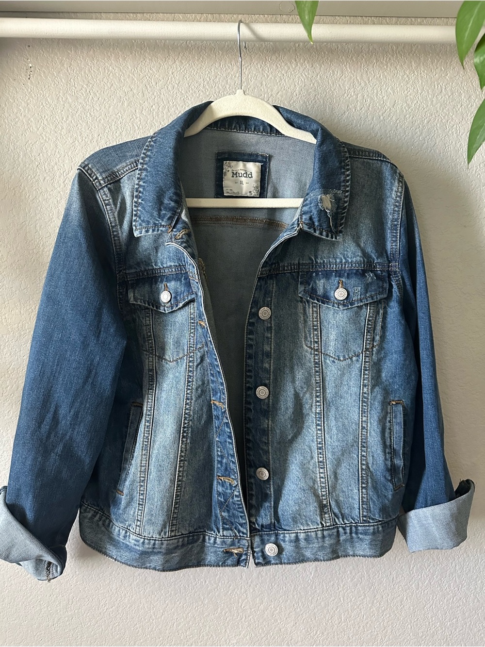Mudd Women's Two-Tone Blue Denim Jacket